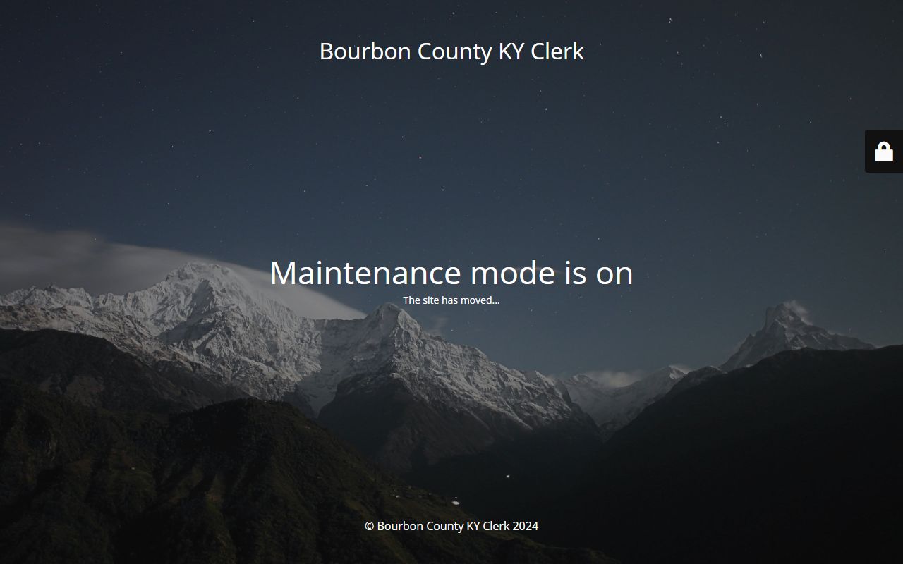 Bourbon County County Clerk legacy records domain maintenance notice
