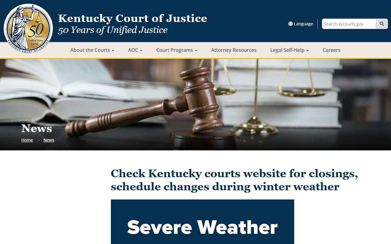 Bourbon County court dockets Kentucky court weather closures