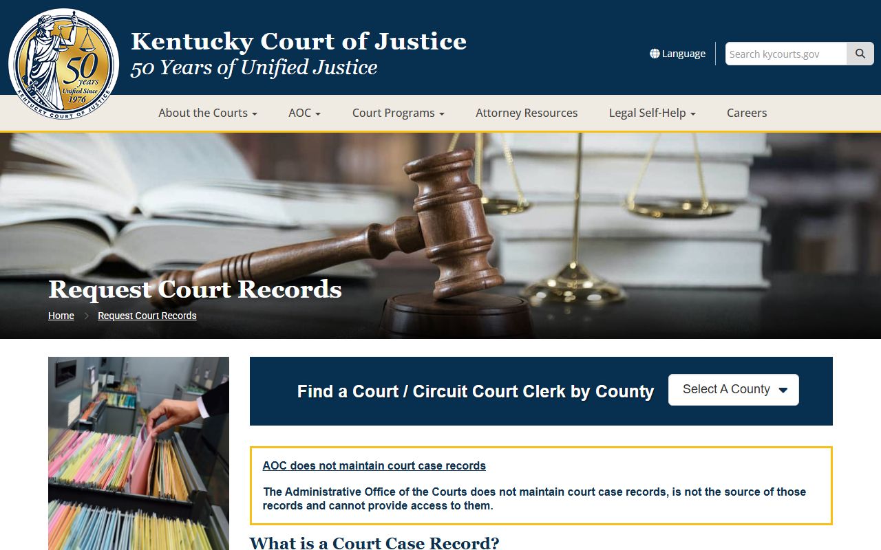 Bourbon County court records Kentucky court request instructions