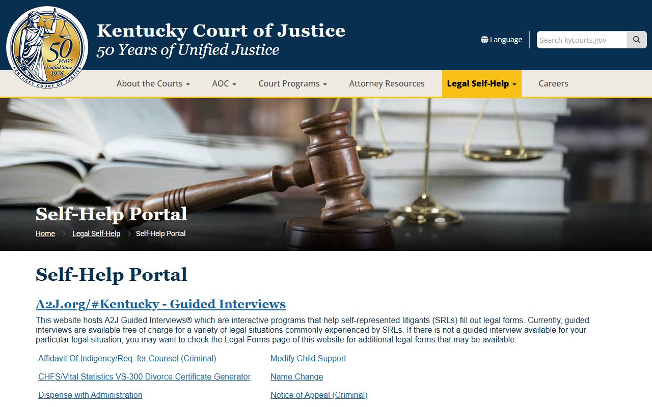 Bourbon County court records Kentucky self-help portal