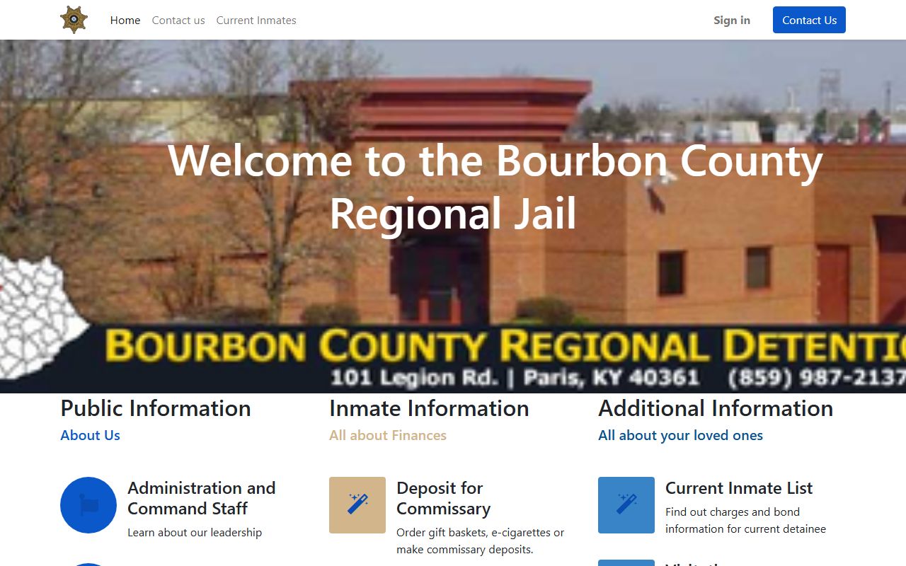 Bourbon County inmate records regional jail homepage