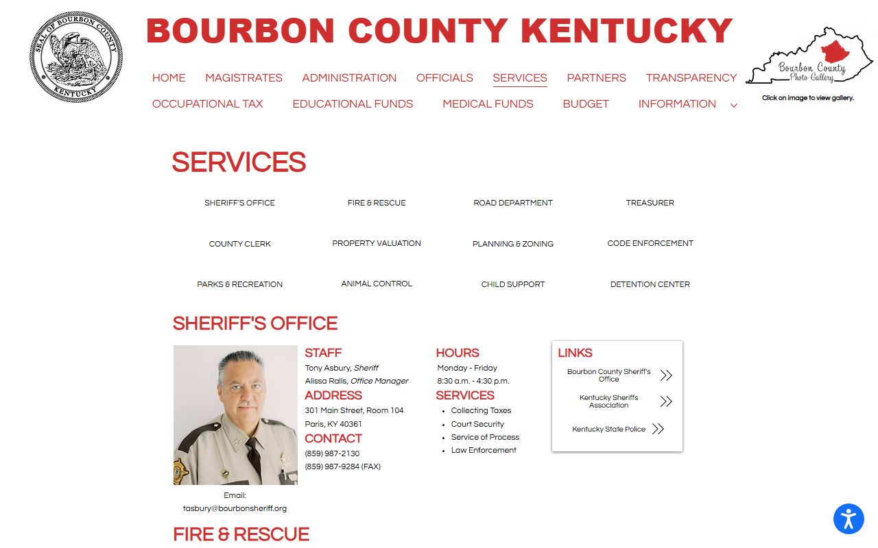 Bourbon County court records county services page